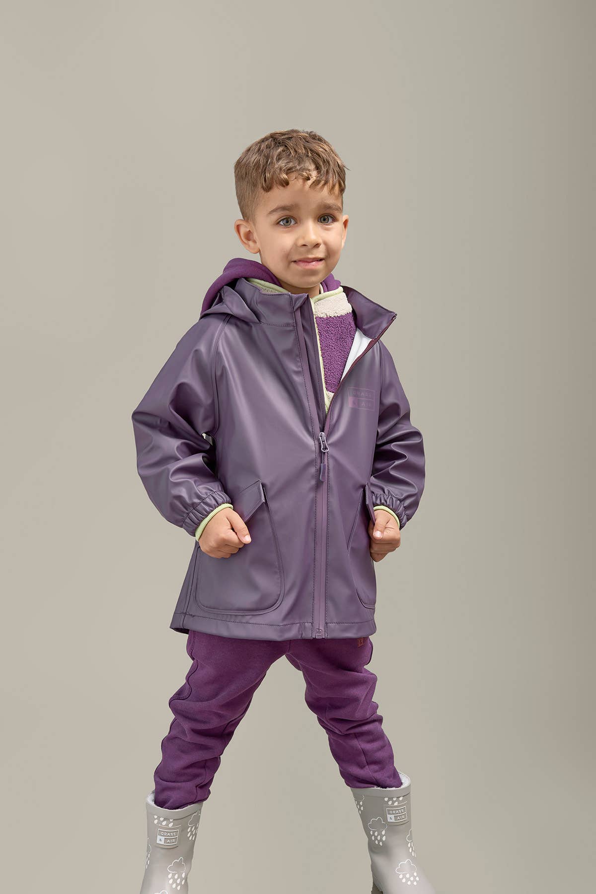 Grass & Air Amethyst Purple Kids Rain Jacket