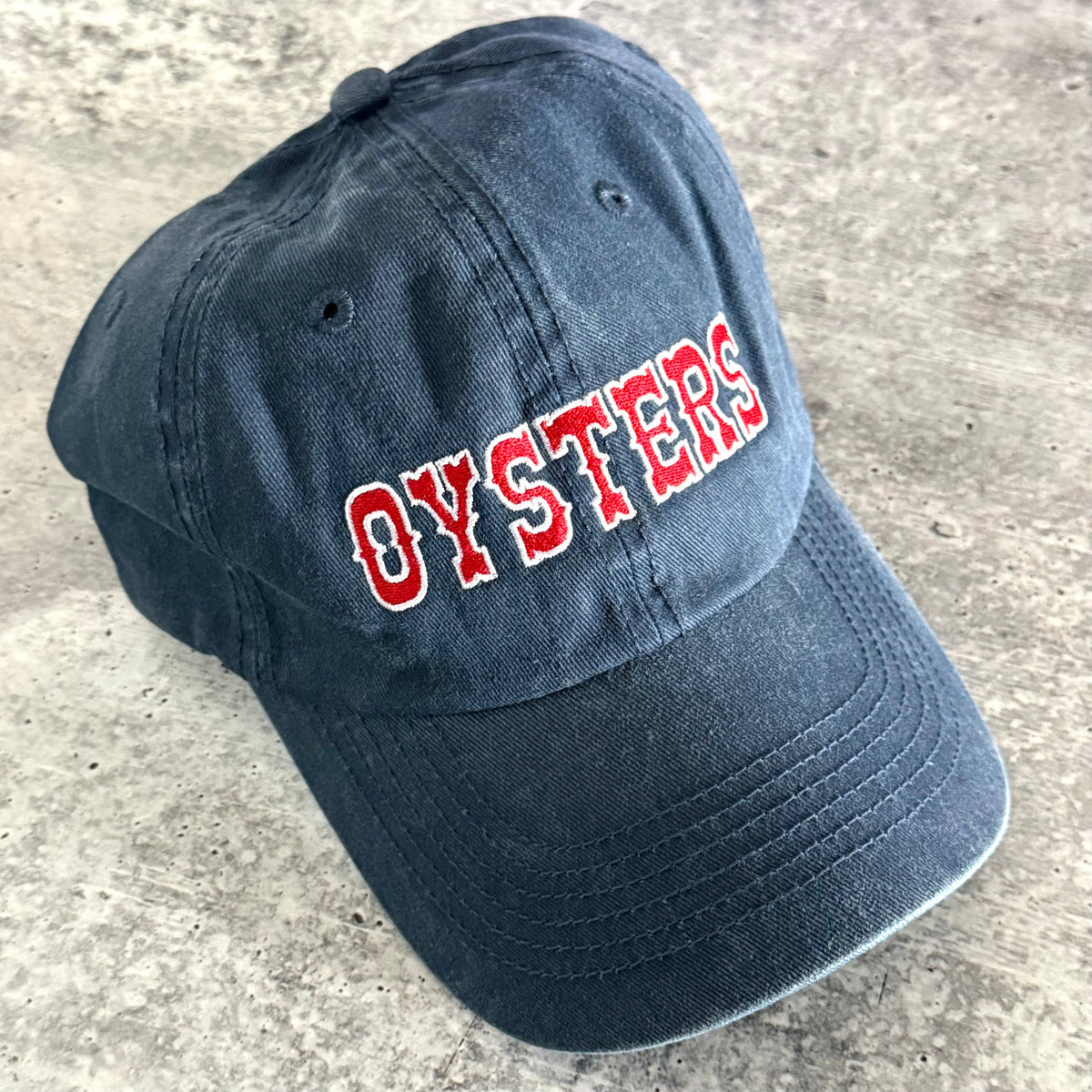Oysters Baseball Cap Dad Hat seafood Restaurant coastal: Pigment dyed Royal blue