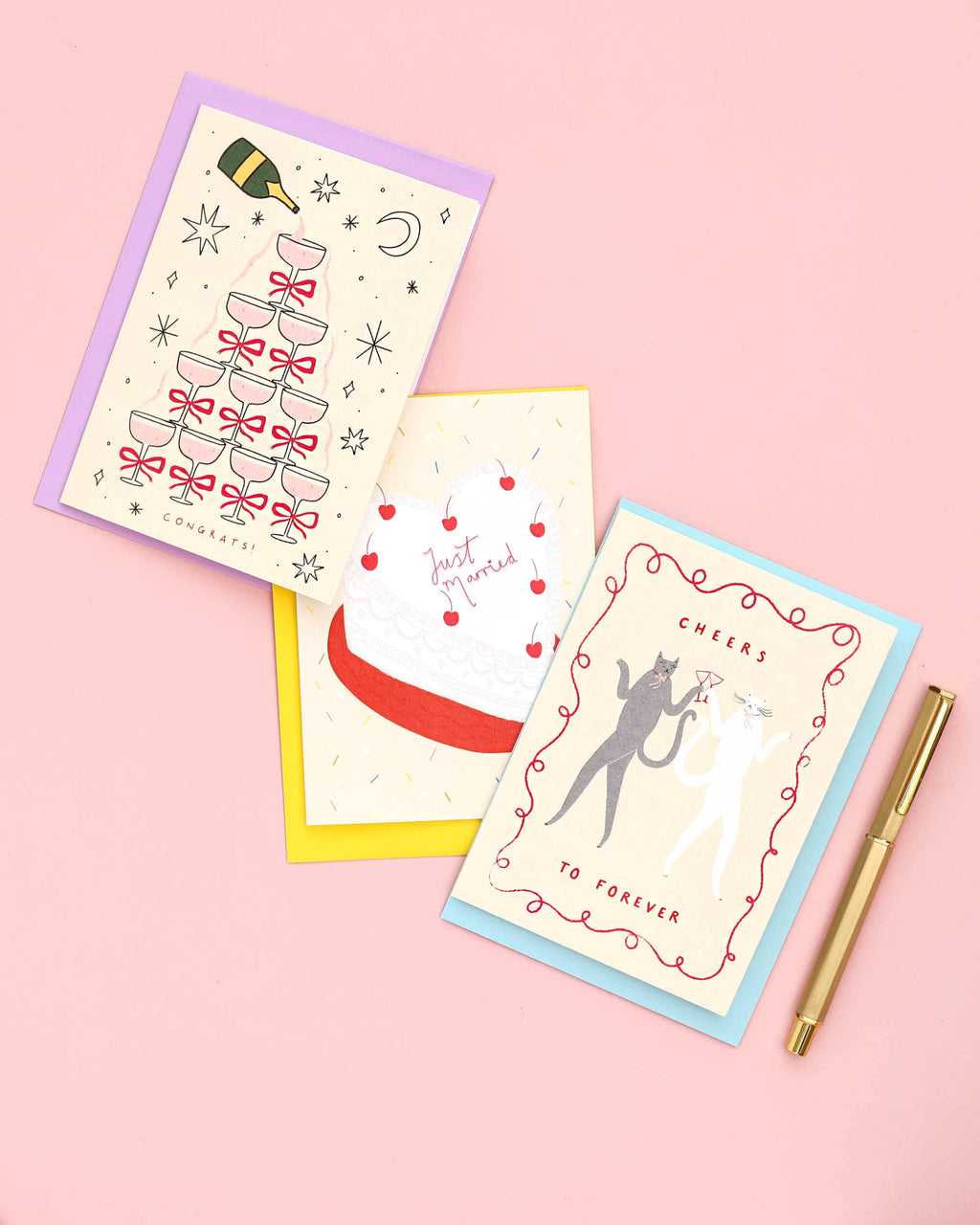 Heart Cake Wedding Card | Just Married | Wedding Cake Card