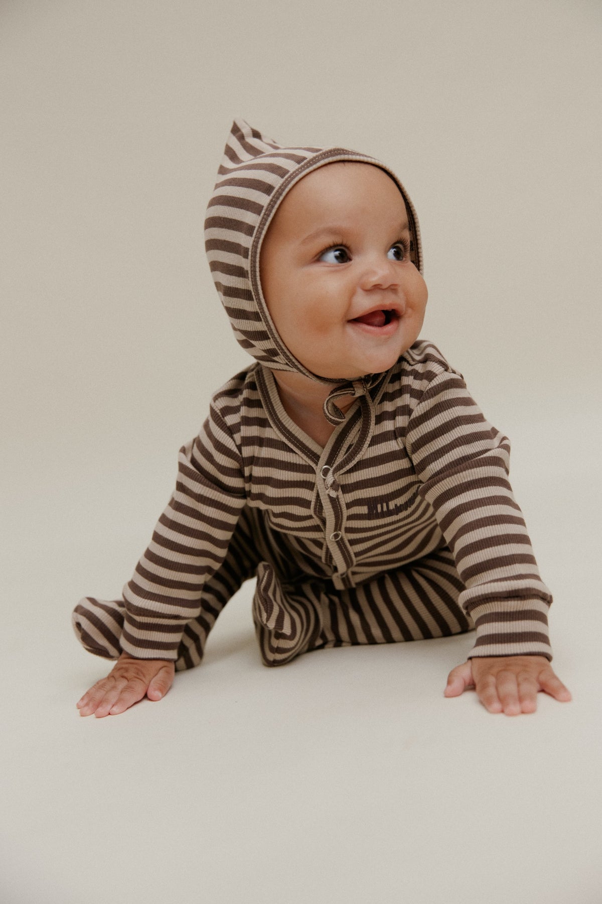 Claude & Co Milking It Acorn Stripe Onesie