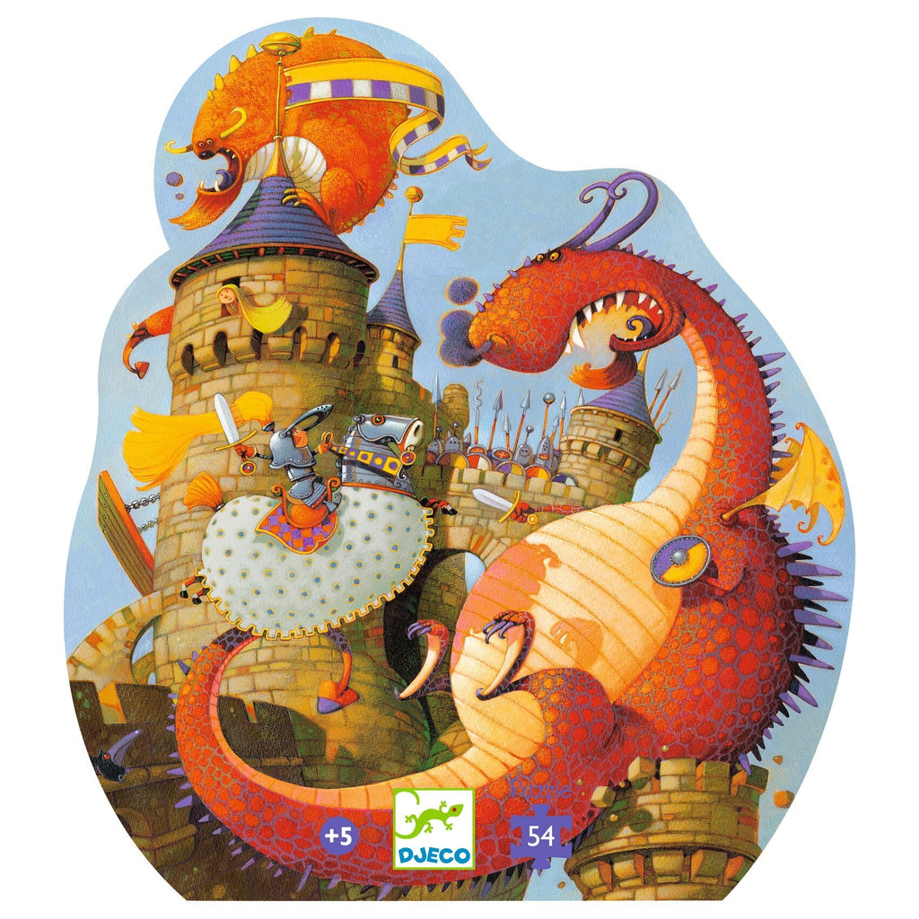 Djeco Silhouette 54 Piece Puzzle - Vaillant and The Dragon