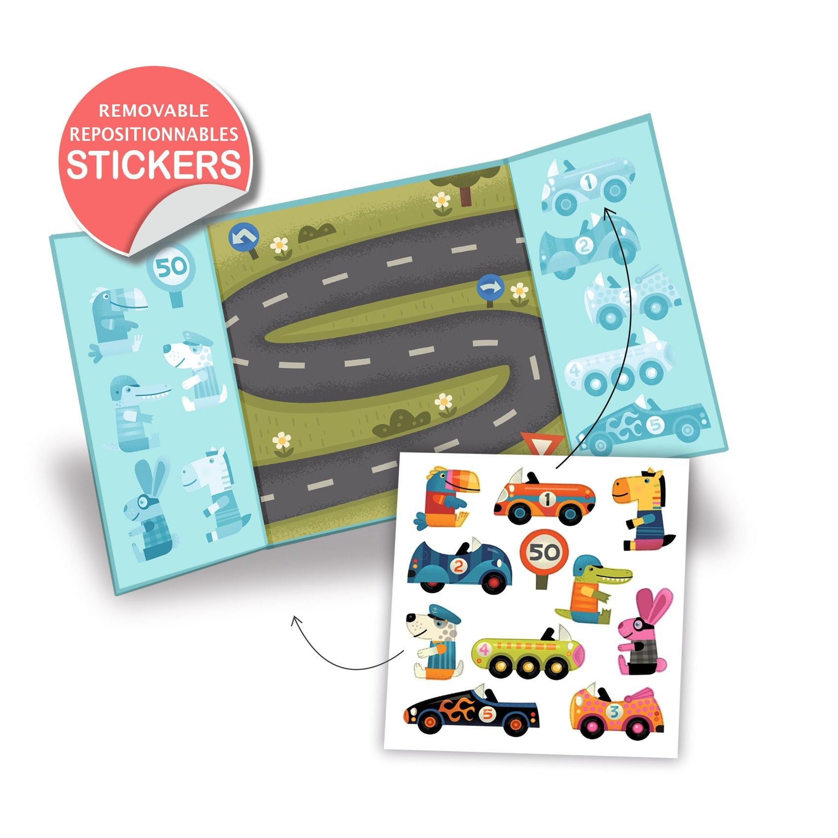 Djeco Easy To Peel Sticker Play Board - Cars