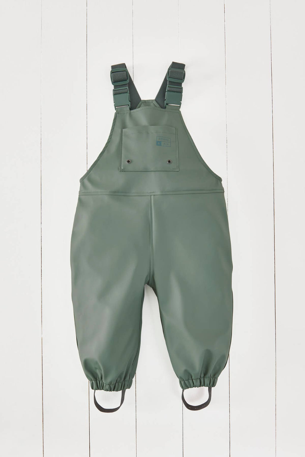 Grass & Air Khaki Kids Waterproof Rain Dungarees