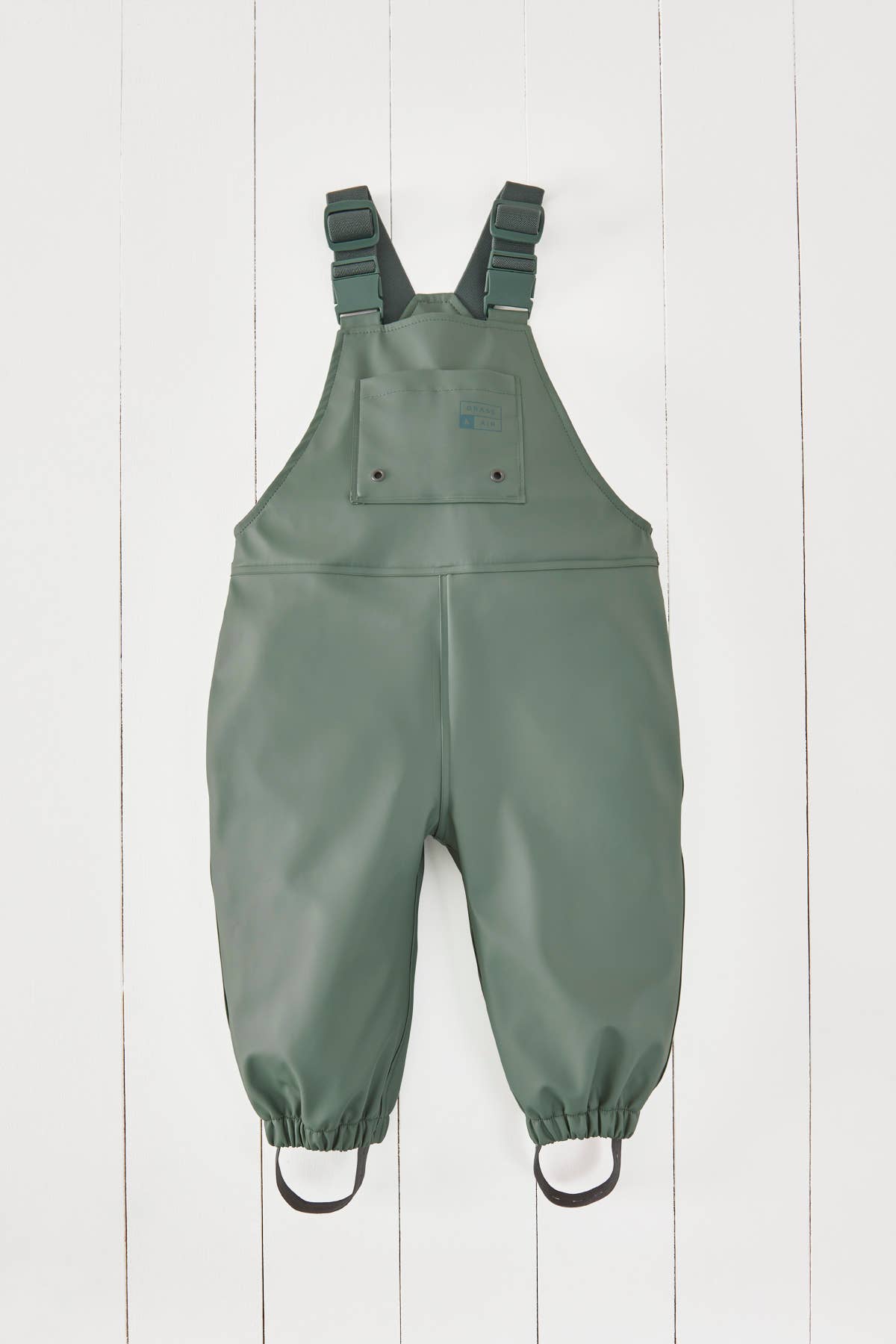 Grass & Air Khaki Kids Waterproof Rain Dungarees