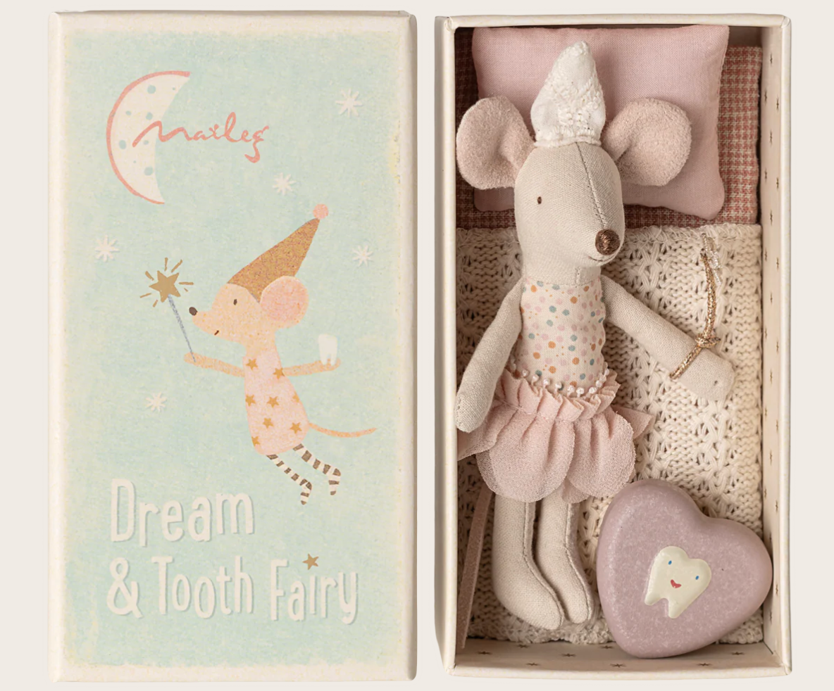 Maileg Tooth fairy mouse, Little sister in matchbox