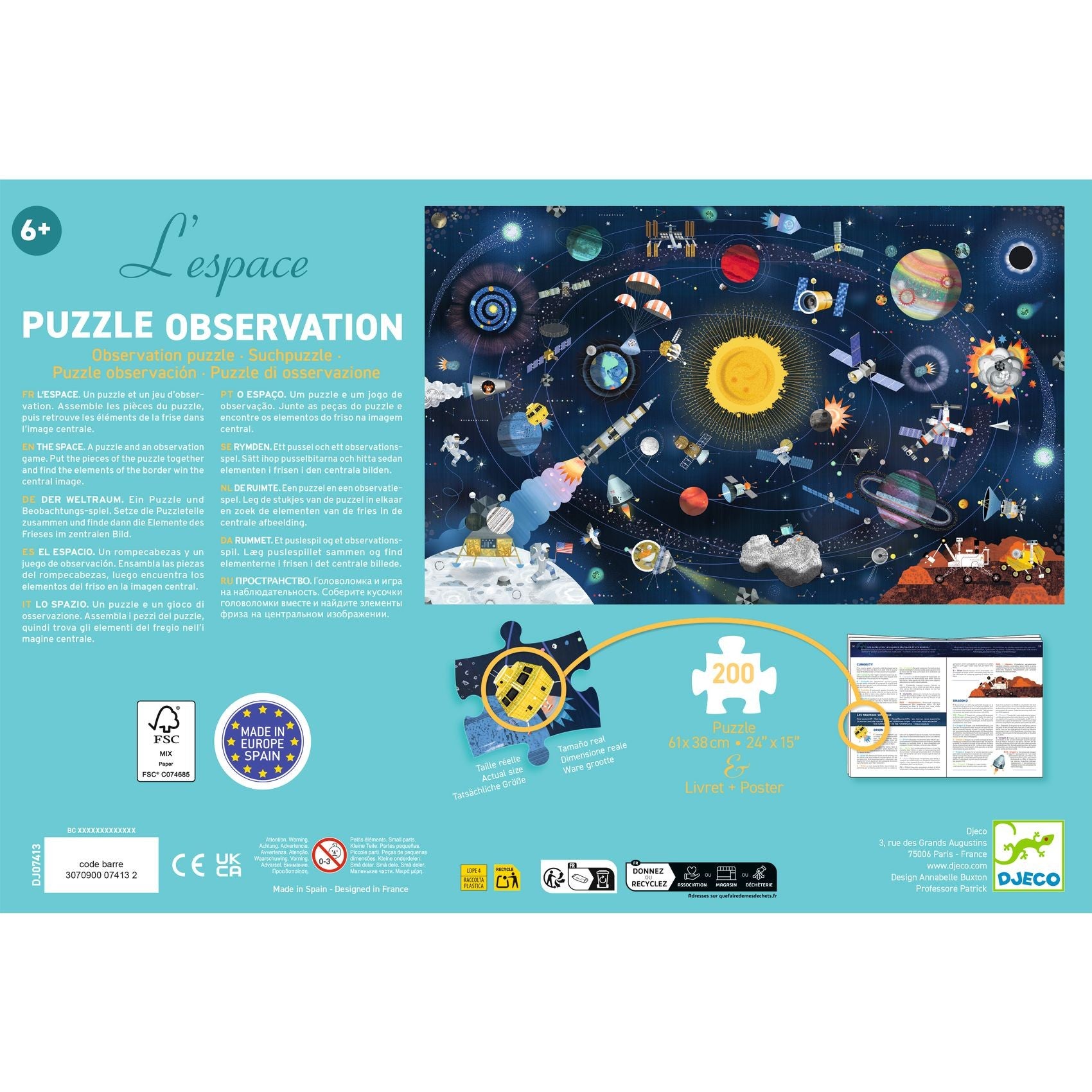 Djeco Puzzle space 200 pieces with booklet