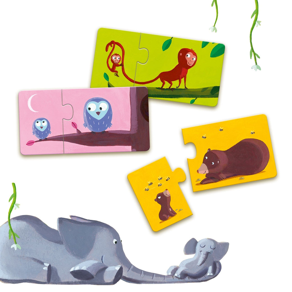 Djeco 12 Duo Puzzles - Mom and Baby
