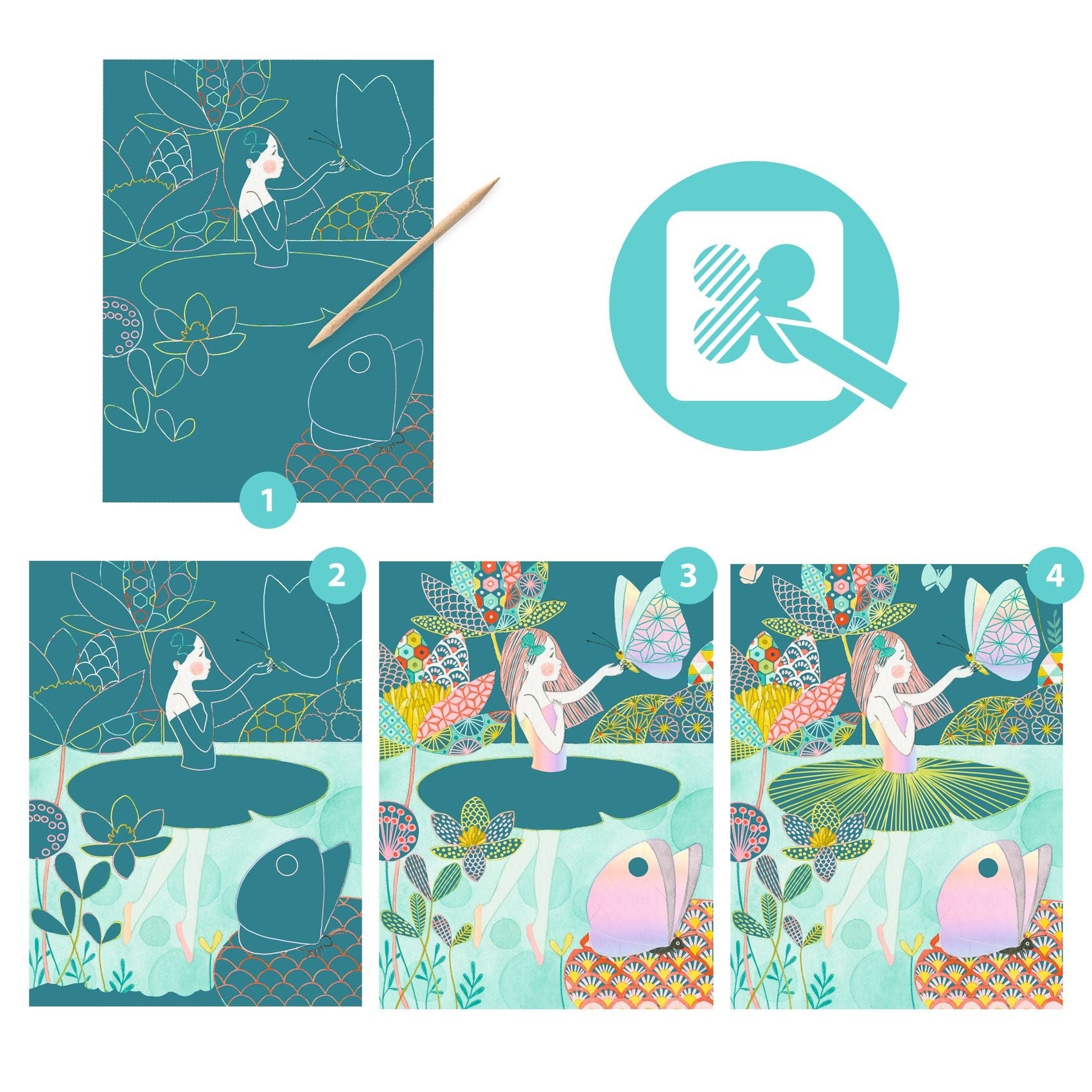 Djeco The Pond Scratch Card Set