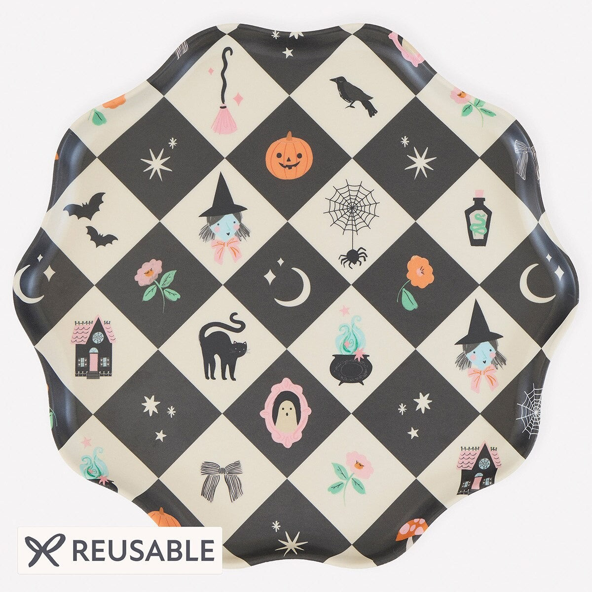Meri Meri Patchwork Halloween Reusable Large Plates (x 4)