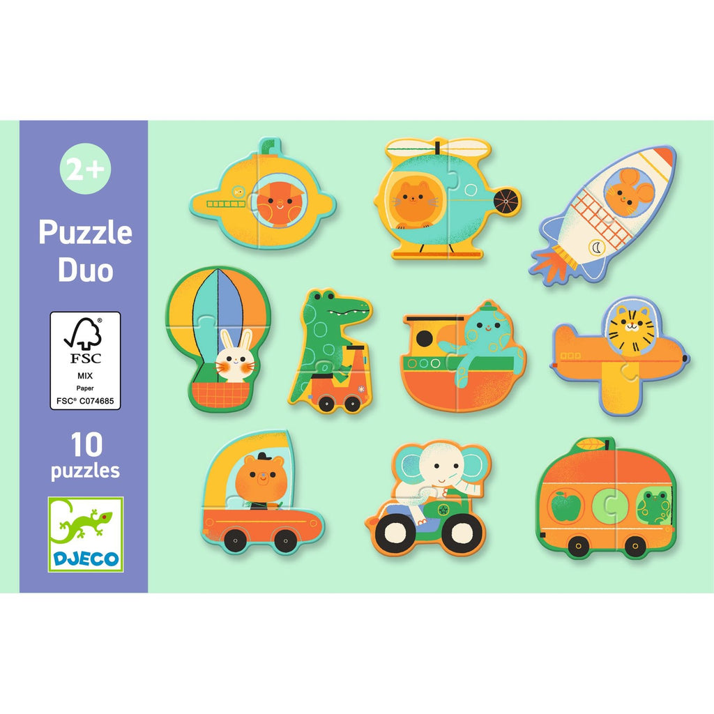 Djeco 10 Duo Puzzles - Vehicles