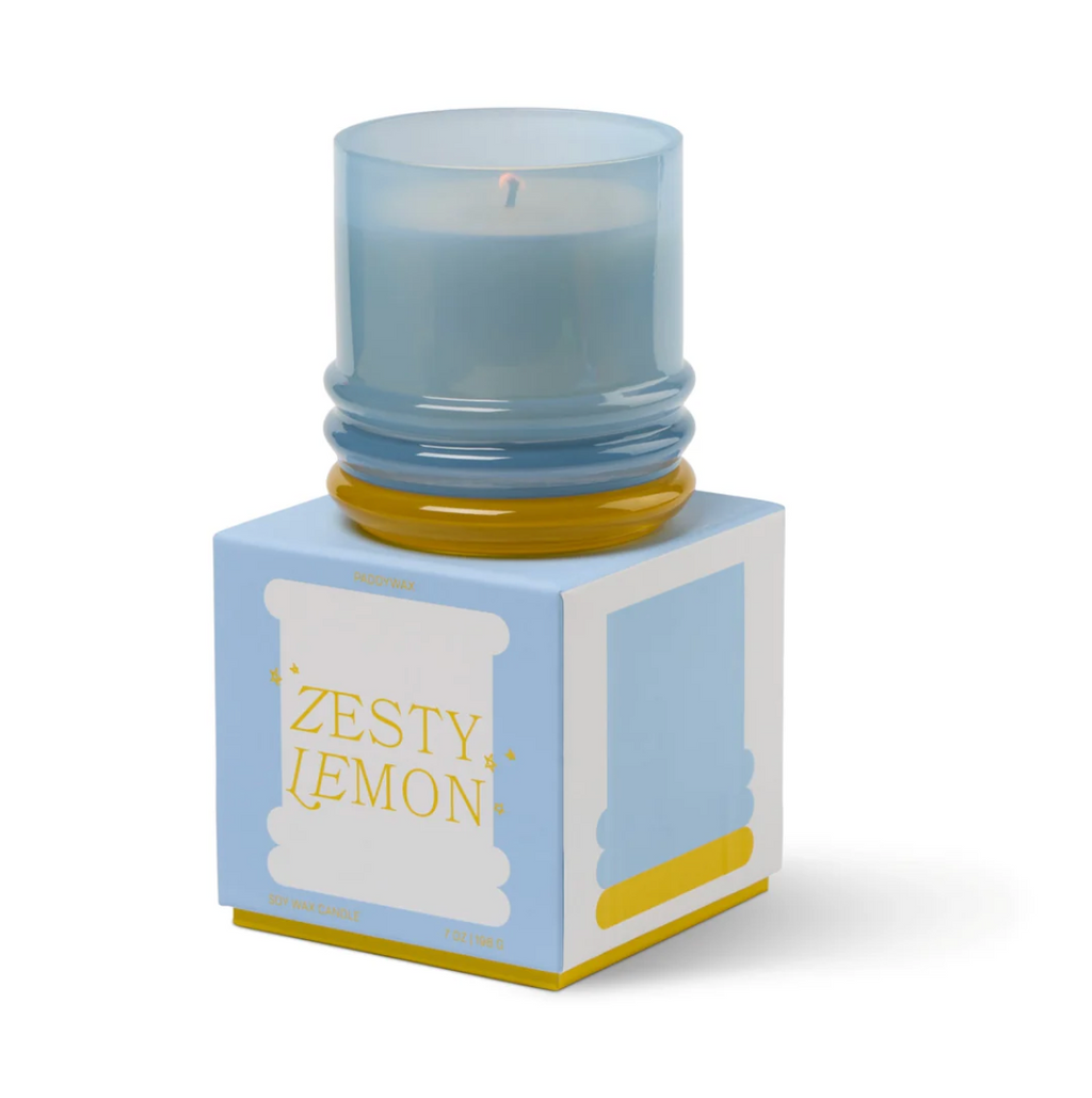 Paddywax Glass Candle Blue and Yellow - Zesty Lemon
