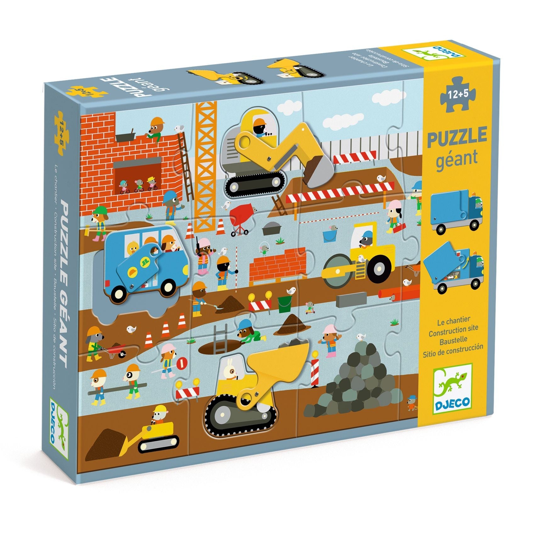 Djeco Giant 12 Piece Puzzle - Construction Site