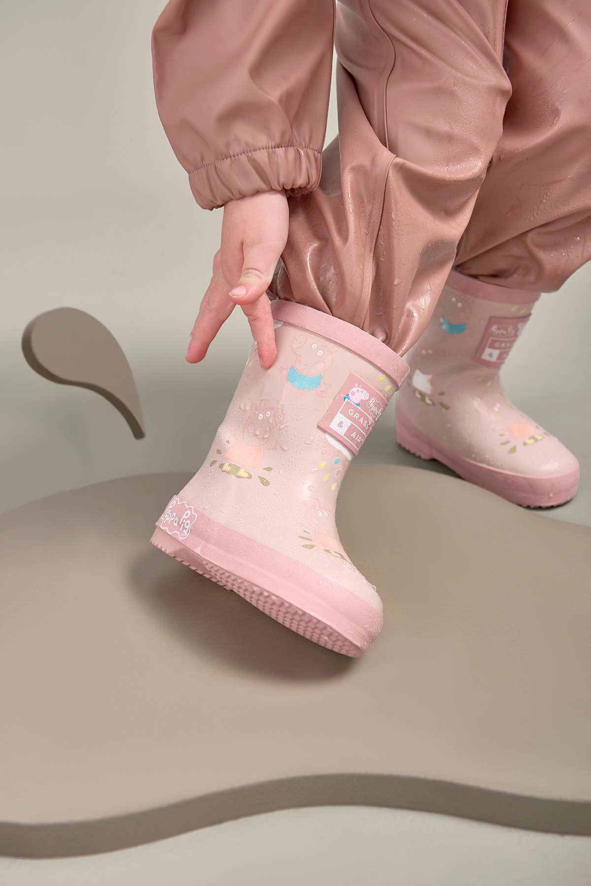 Grass & Air Peppa Pig Pink Colour-Changing Kids Wellies