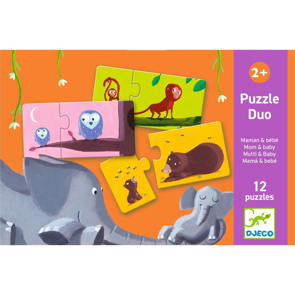 Djeco 12 Duo Puzzles - Mom and Baby