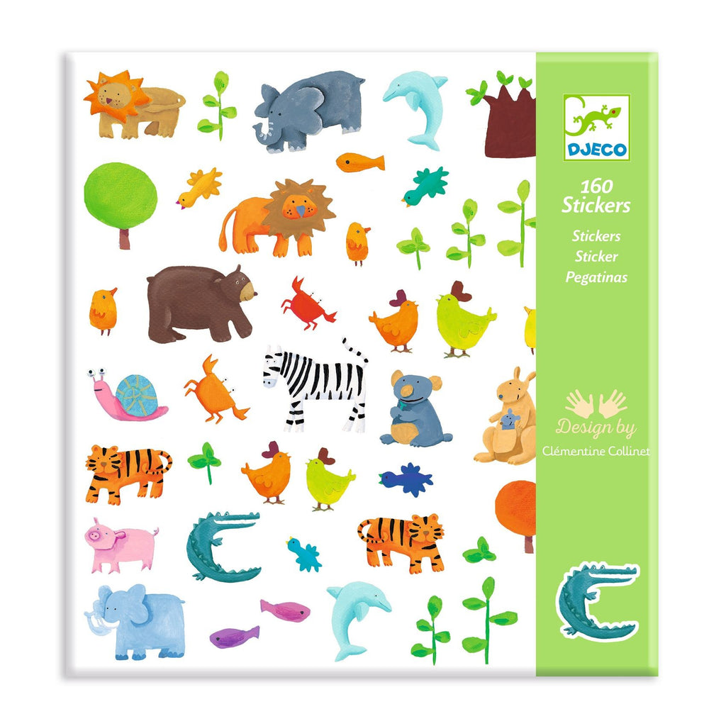 Djeco 160 Stickers On Sheets - Animals