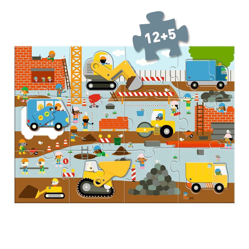 Djeco Giant 12 Piece Puzzle - Construction Site