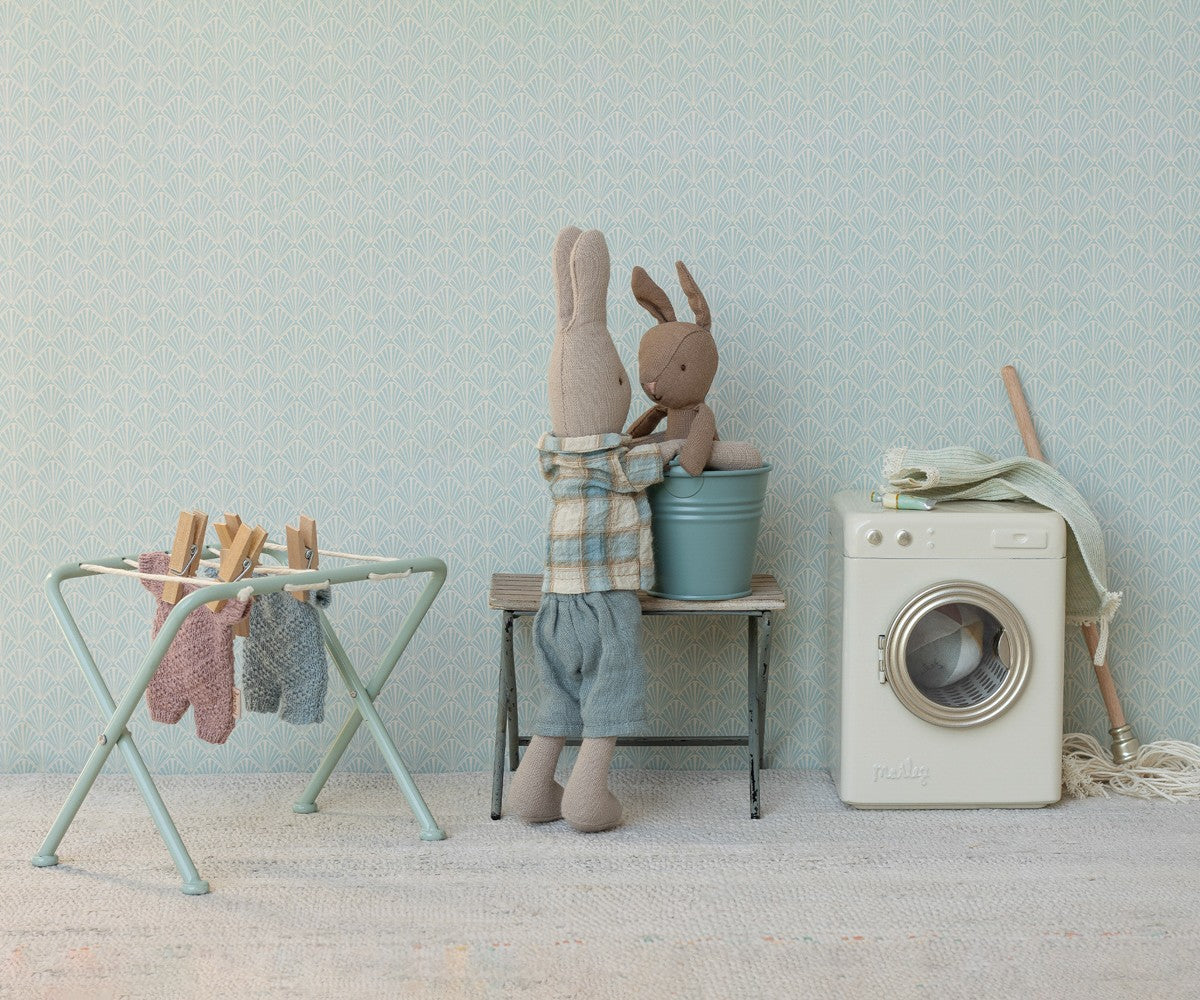 Maileg Bucket & mop, Miniature - Light blue