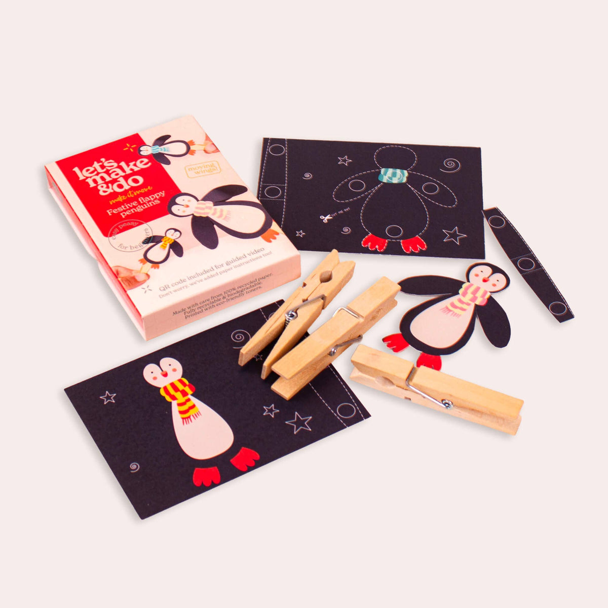 Let's Make & Do Make It Move - Festive Flappy Penguins Craft Kit for Kids