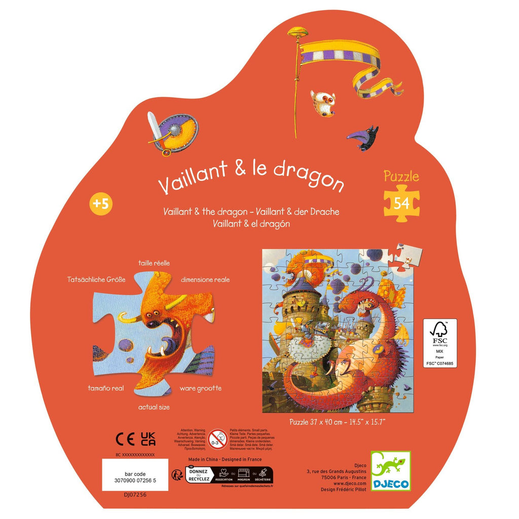 Djeco Silhouette 54 Piece Puzzle - Vaillant and The Dragon
