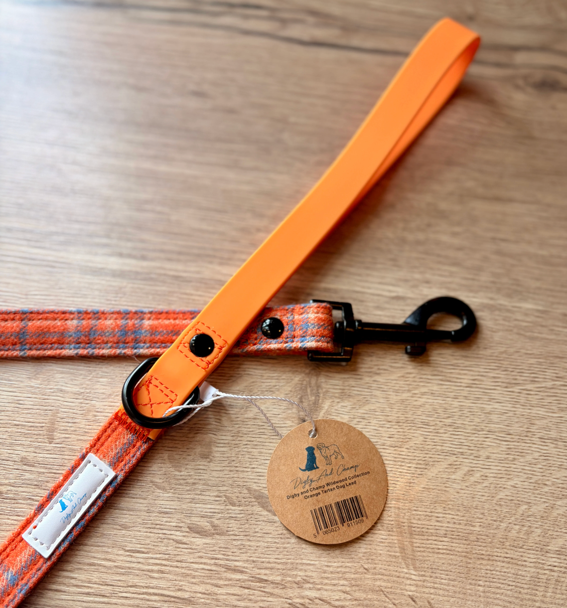 Digby And Champ Orange Tartan Dog Lead