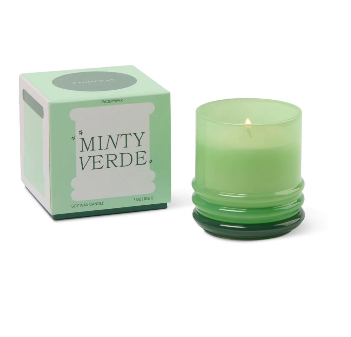 Paddywax Glass Candle Bright Green and Dark Green - Minty Verde