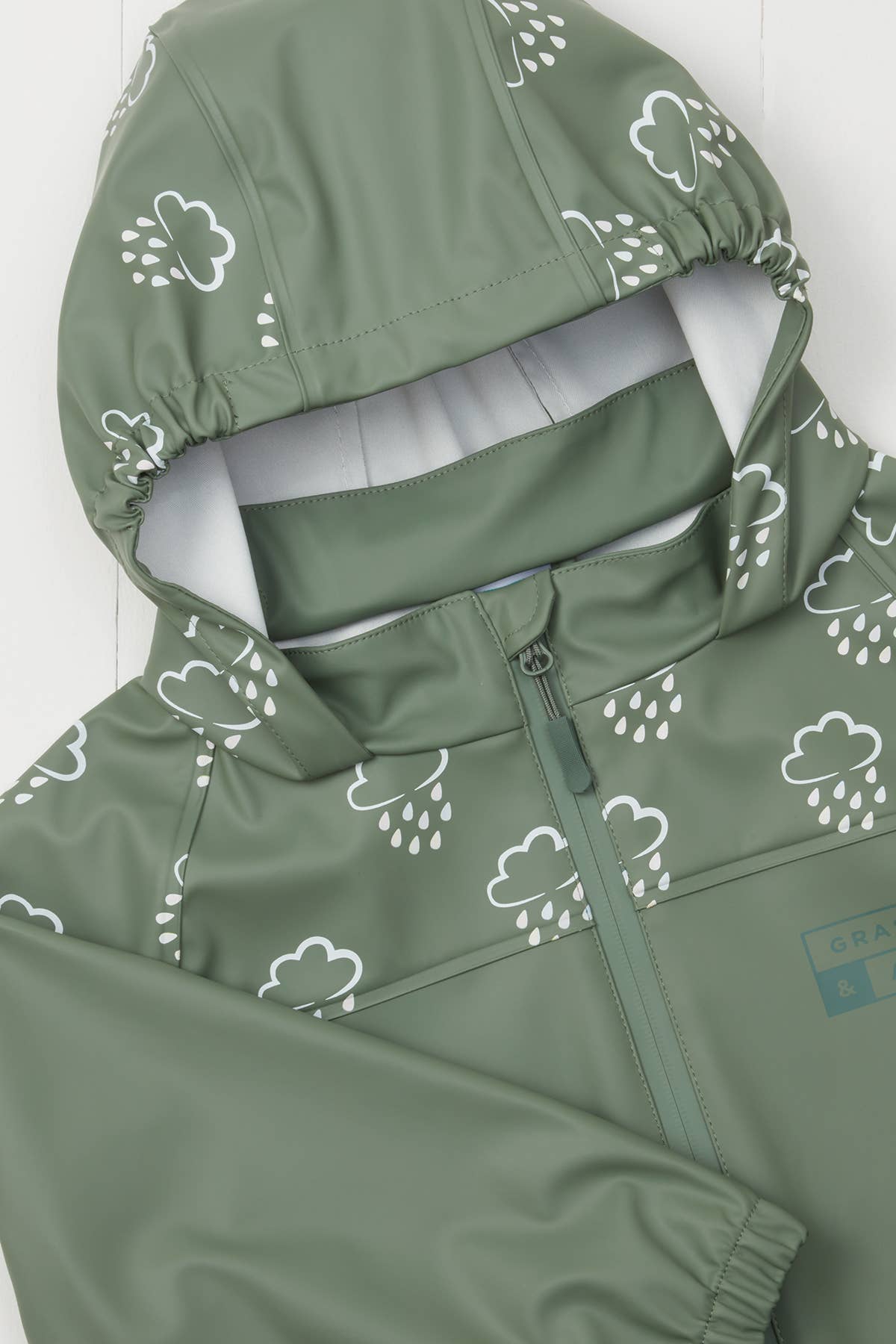 Grass & Air Khaki Colour Changing Kids Rain Jacket