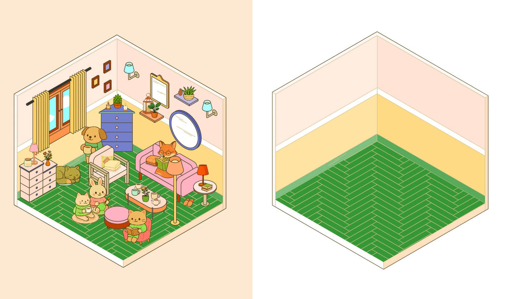 CUTE N COZY STICKER THERAPY: HOMES (SKITTLEDOG) (PB)