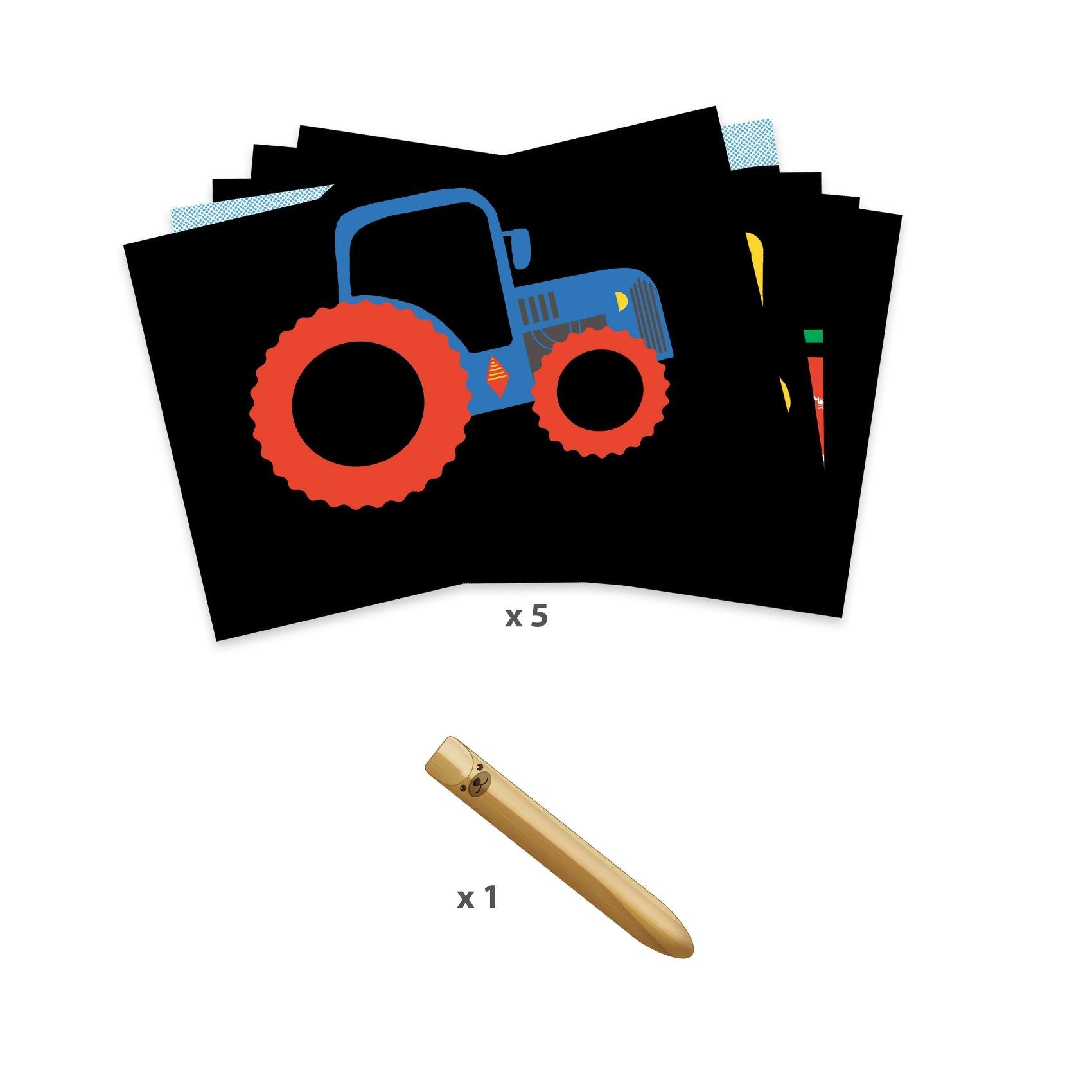 Djeco Scratch Cards, Vehicles to Discover, by DJECO - blue