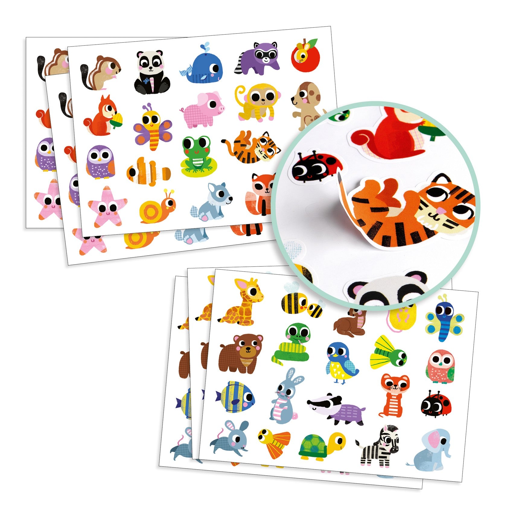 Djeco 100 Coloured Stickers - Baby Animals