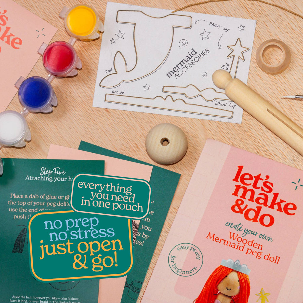 Make Your Own Mermaid Craft Kit - Wooden Painting Gift Set