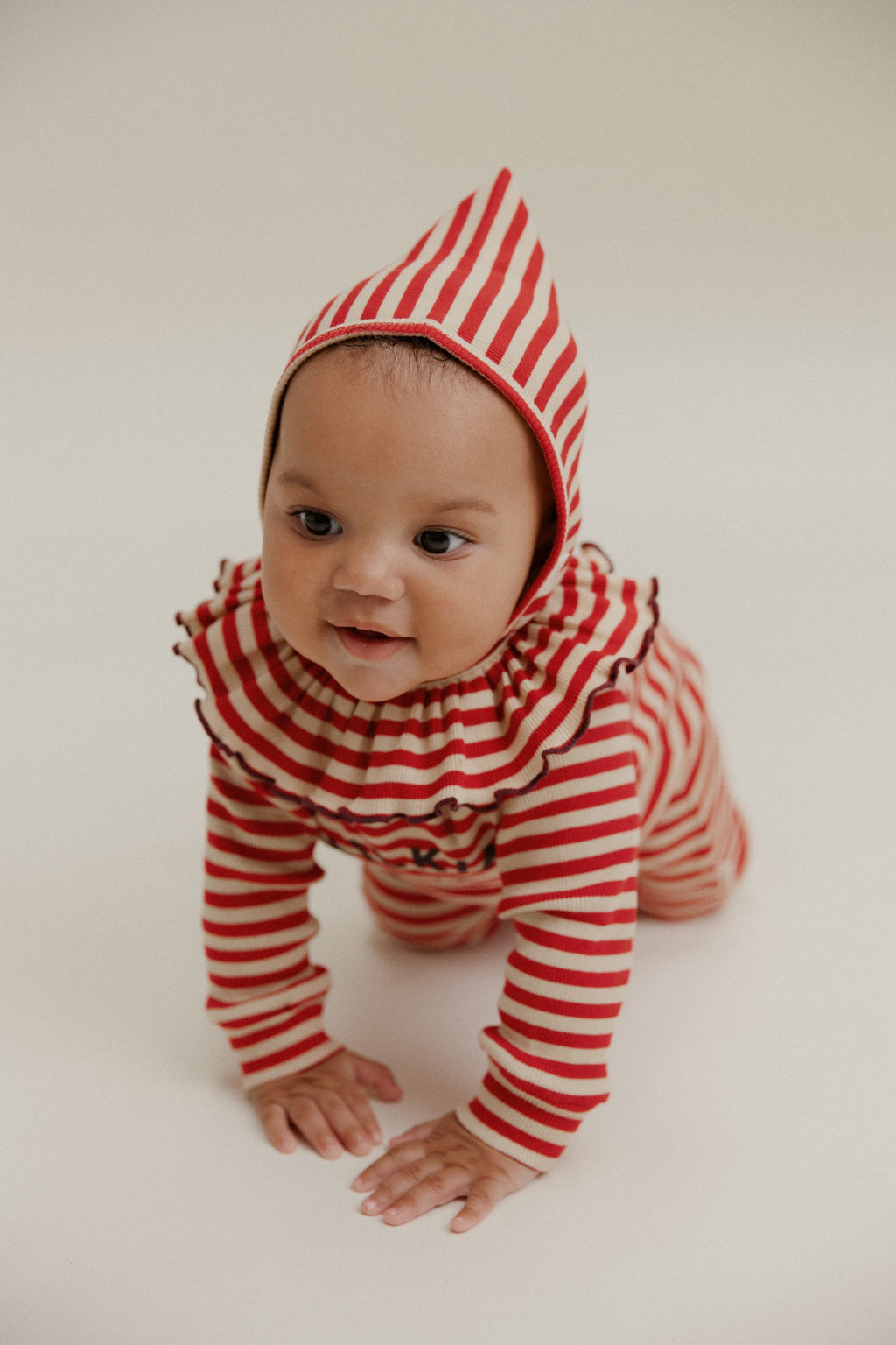 Claude & Co Pixie Crimson Stripe Bonnet