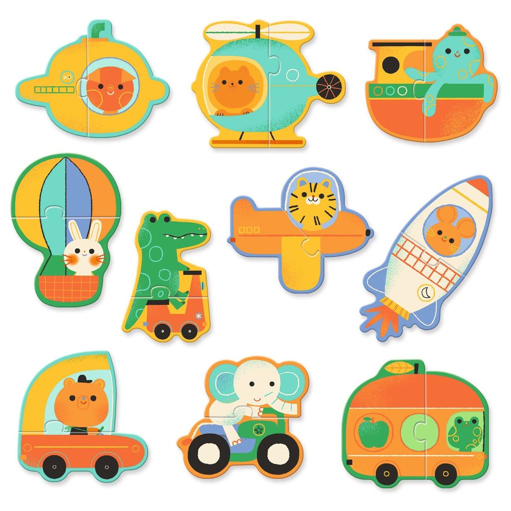 Djeco 10 Duo Puzzles - Vehicles