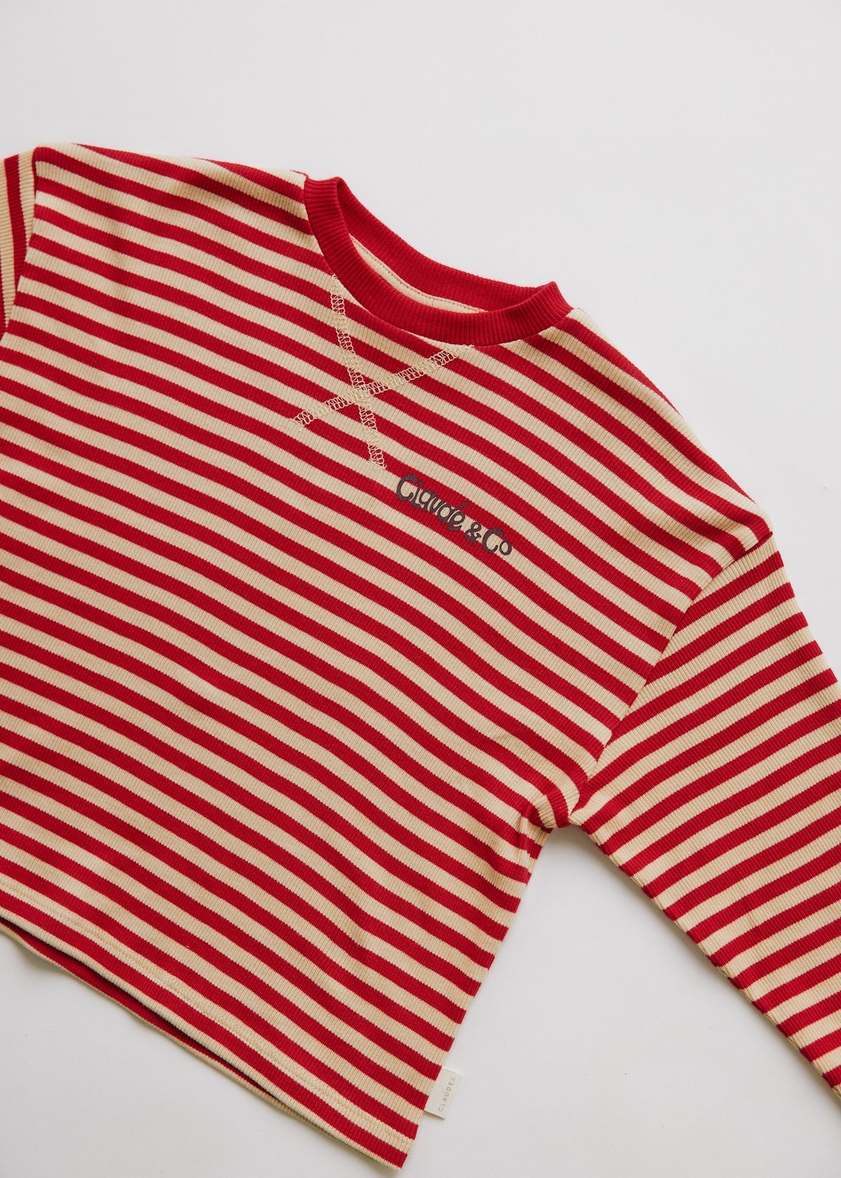 Claude & Co Jamie Crimson Stripe Long Sleeve Tee