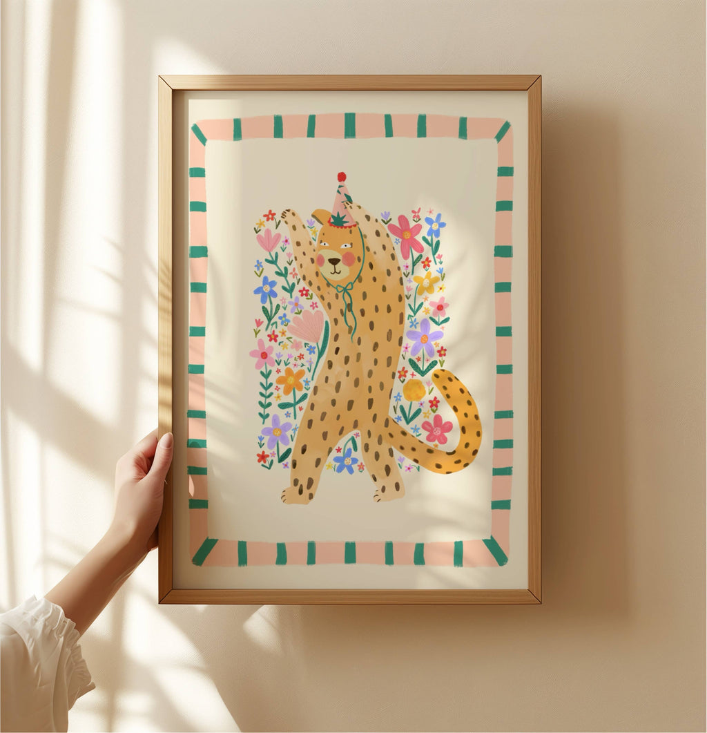 Luna Leopard, Kids Art Print, Colourful Art, Fun Art, Animal