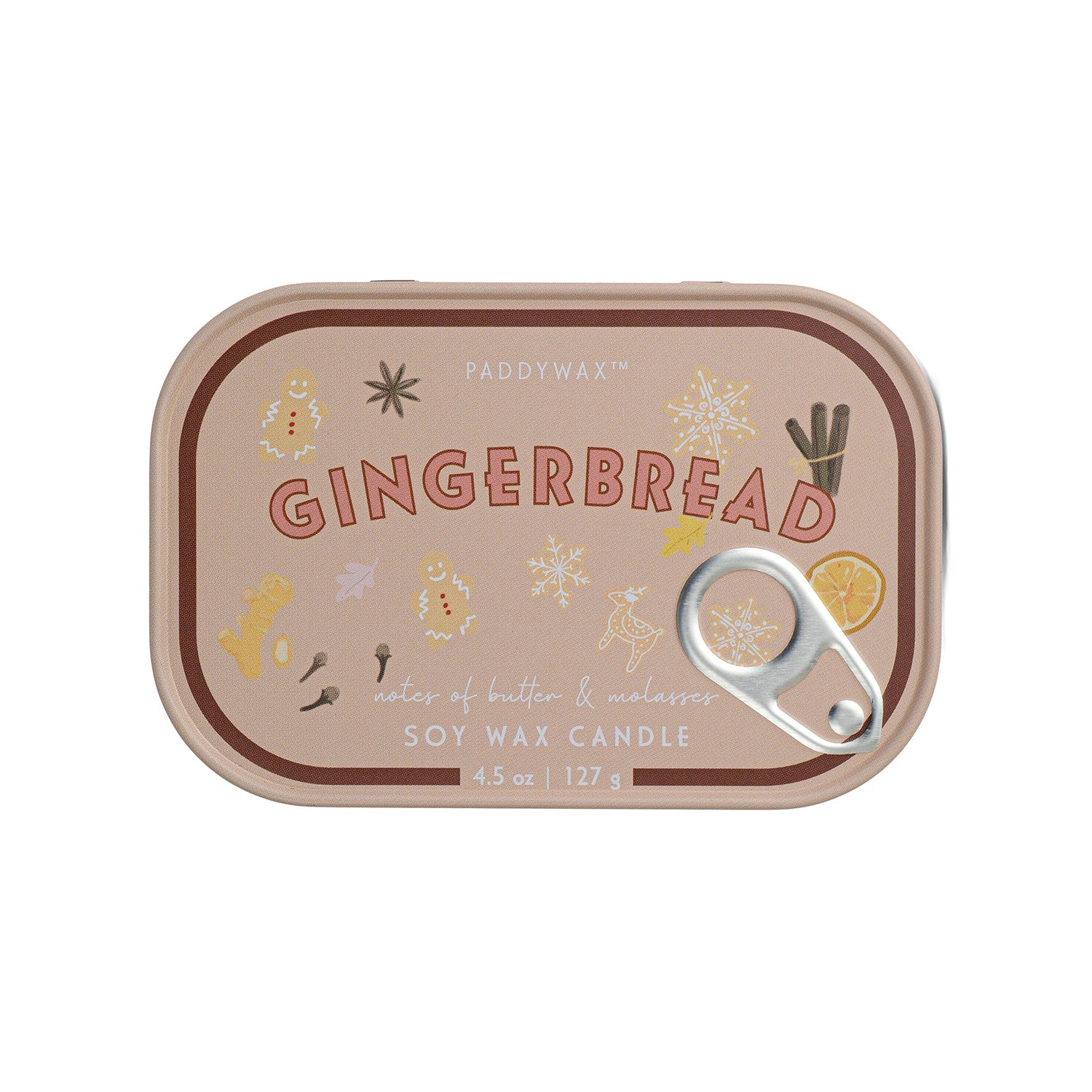 Paddywax Bistro 4.5oz/127g Gingerbread Printed Tin Candle - Gingerbread