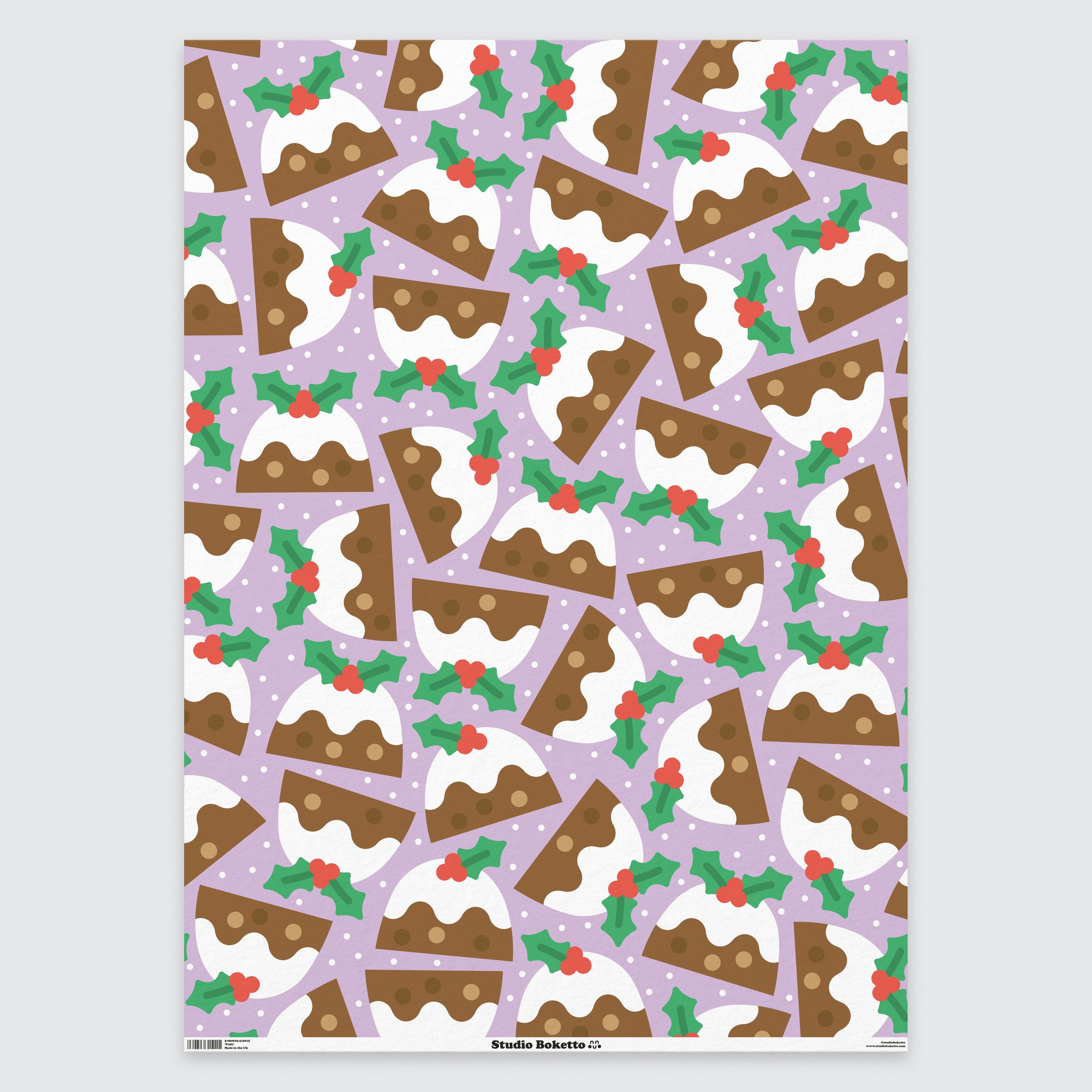 Christmas Pudding Gift Wrap | Holiday Wrapping Paper Sheets