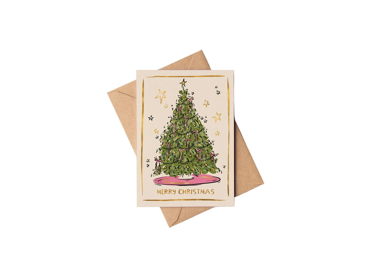 Merry Christmas, Christmas tree bows Foil Card