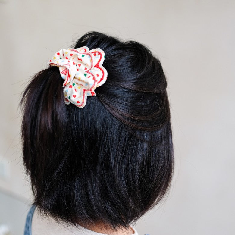 Mimi & Lula Heart Print Scalloped Scrunchie