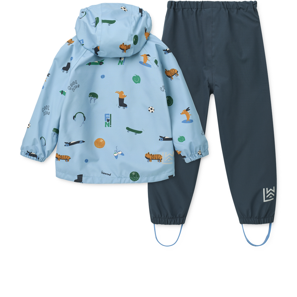 Liewood Pedia Rainwear Set - Fun / Beach blue