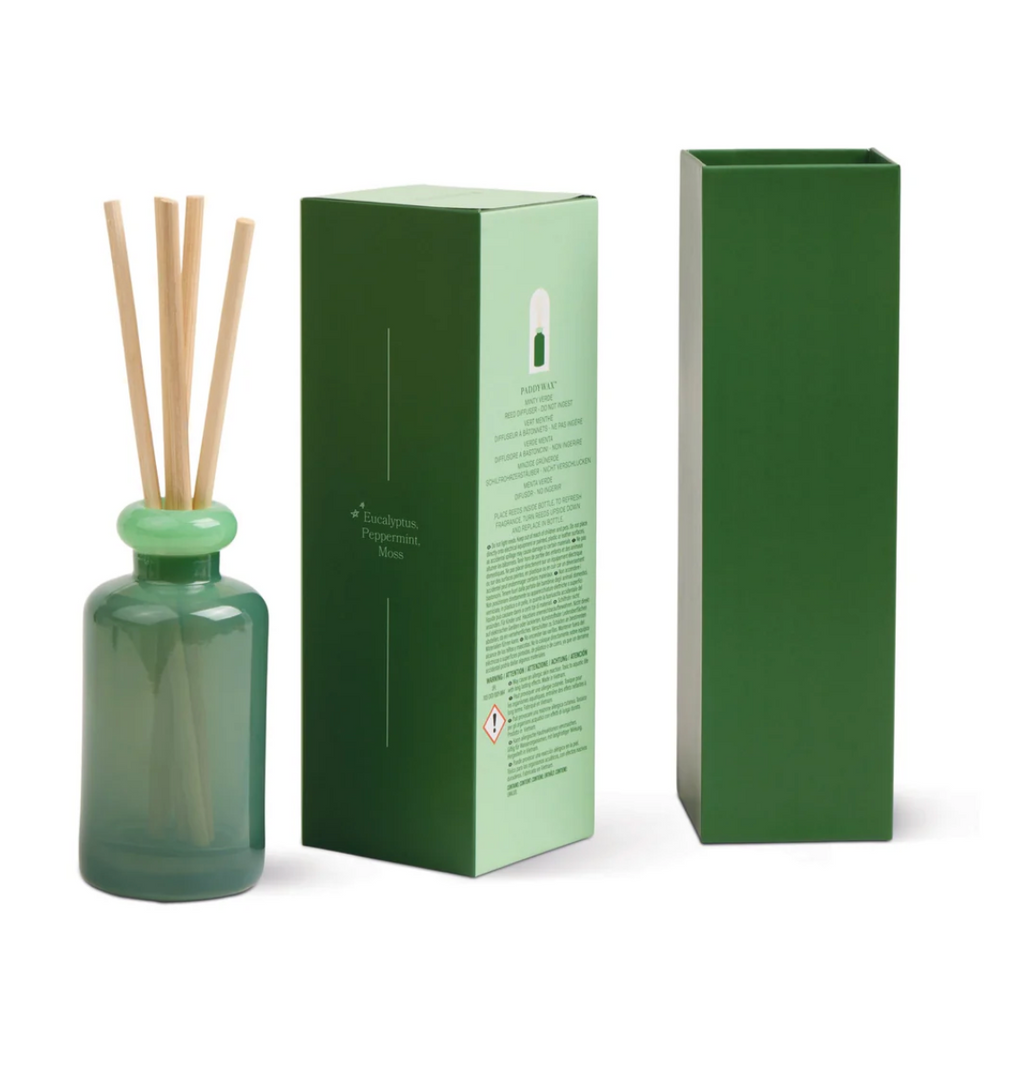 Paddywax Glass Diffuser Dark Green and Bright Green - Minty Verde