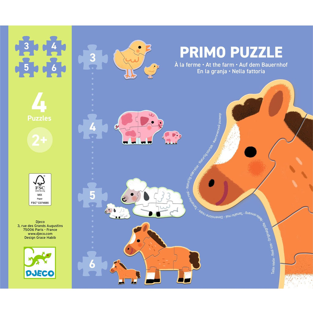 Djeco 4 Progressive Puzzles - At the Farm