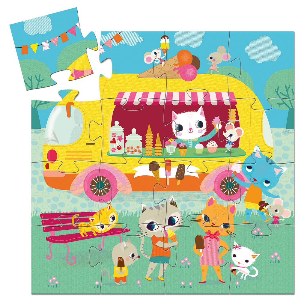 Djeco Silhouette 16 Piece Puzzle - Ice Cream Truck