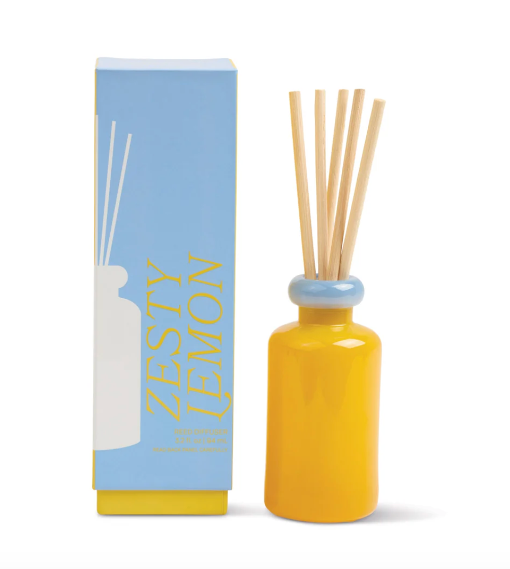 Paddywax Glass Diffuser Yellow and Blue - Zesty Lemon