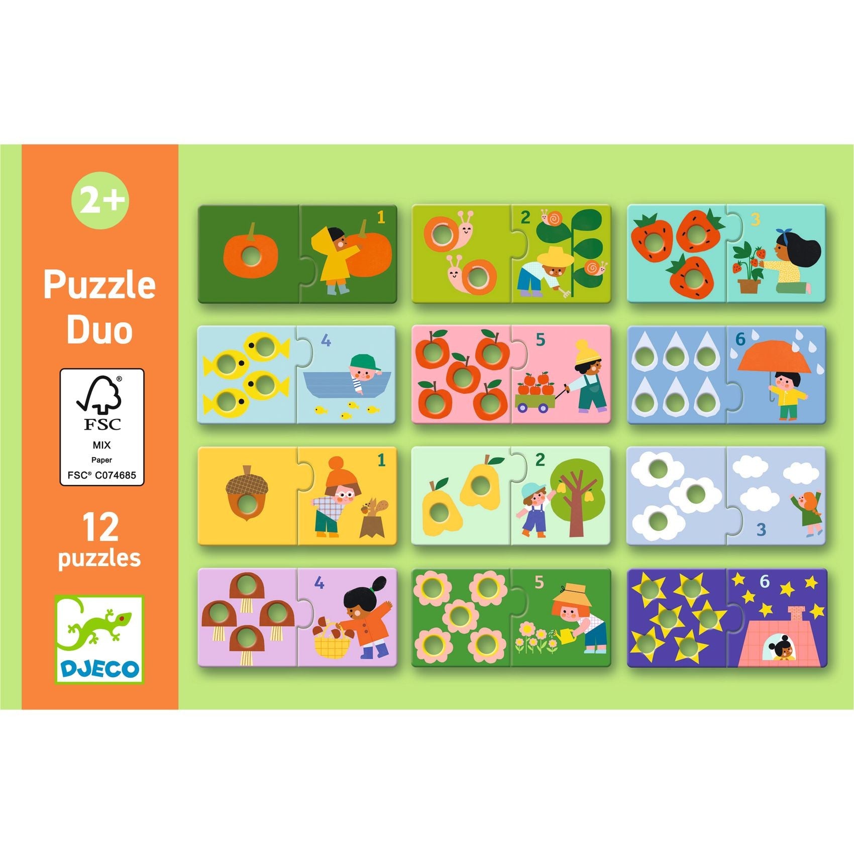 Djeco 12 Duo Puzzles - First Figures