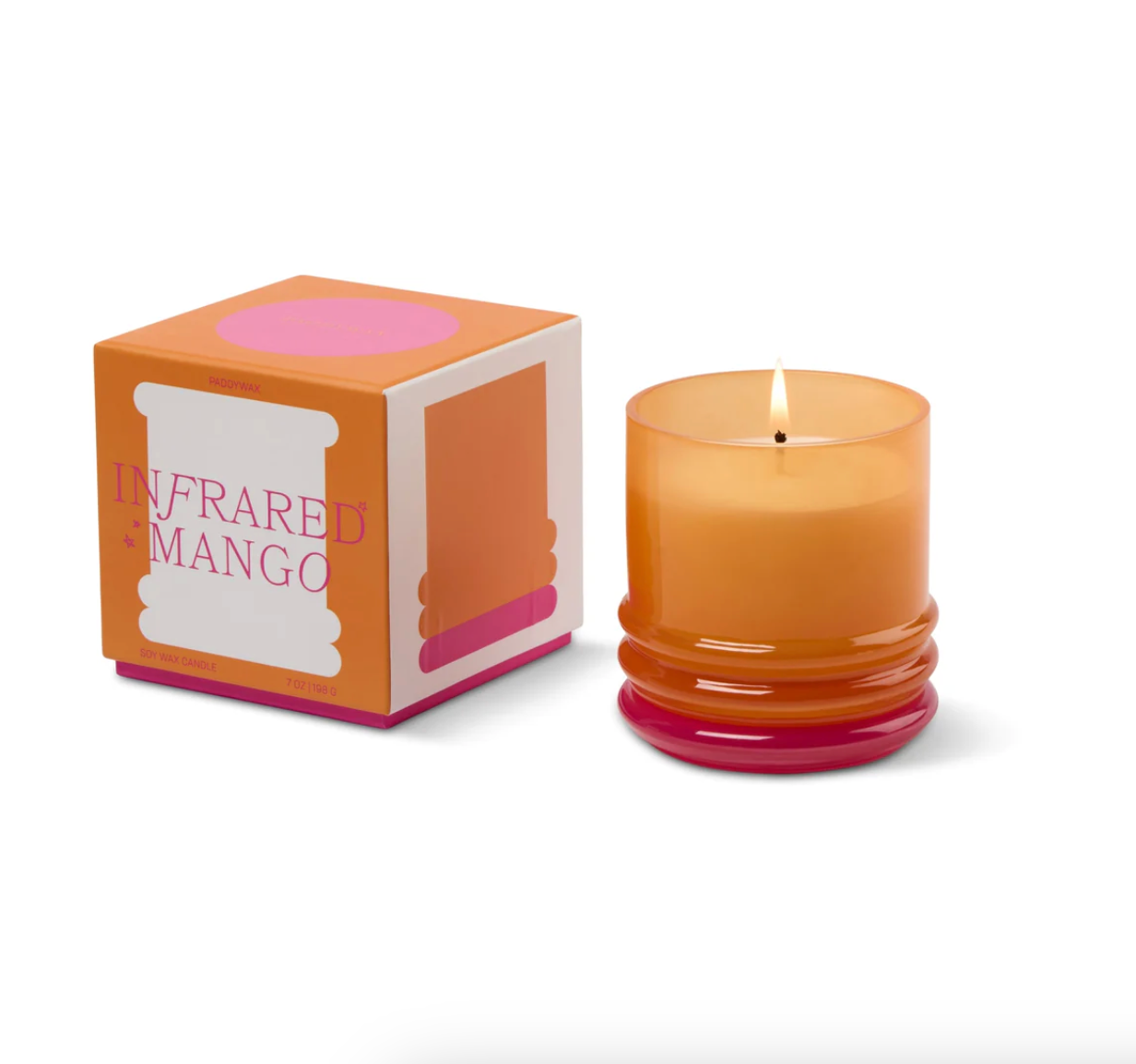 Paddywax Glass Candle Orange and Hot Pink - Infrared Mango
