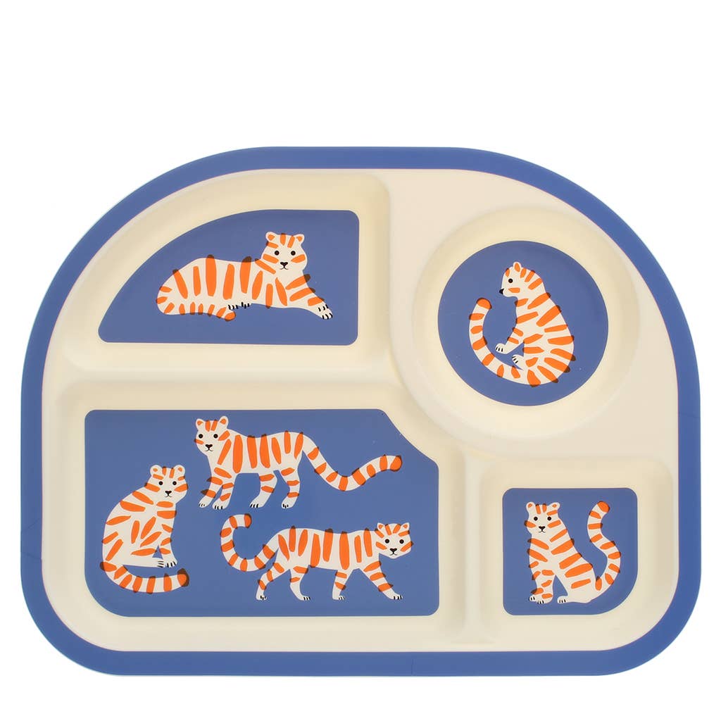 4-section baby & toddler divider plate - Tiger