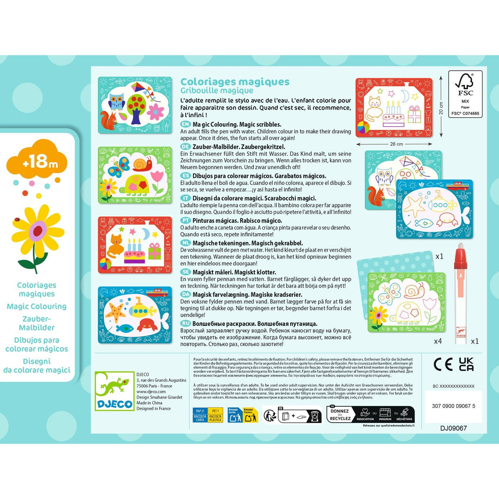 Djeco Magic Water Colouring Boards - Magic Scribbles