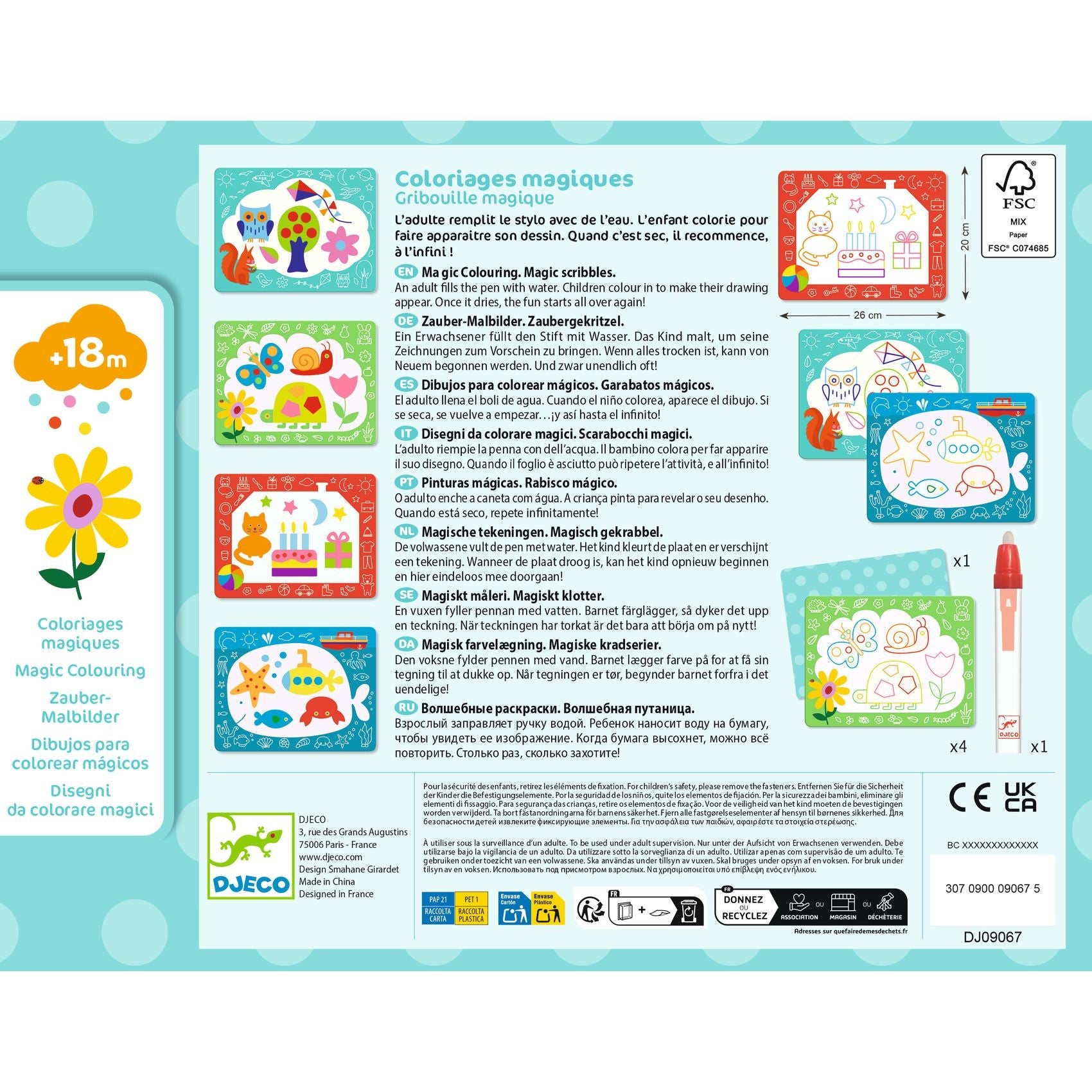 Djeco Magic Water Colouring Boards - Magic Scribbles