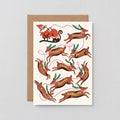 Santa And Reindeer Holiday Greeting Card