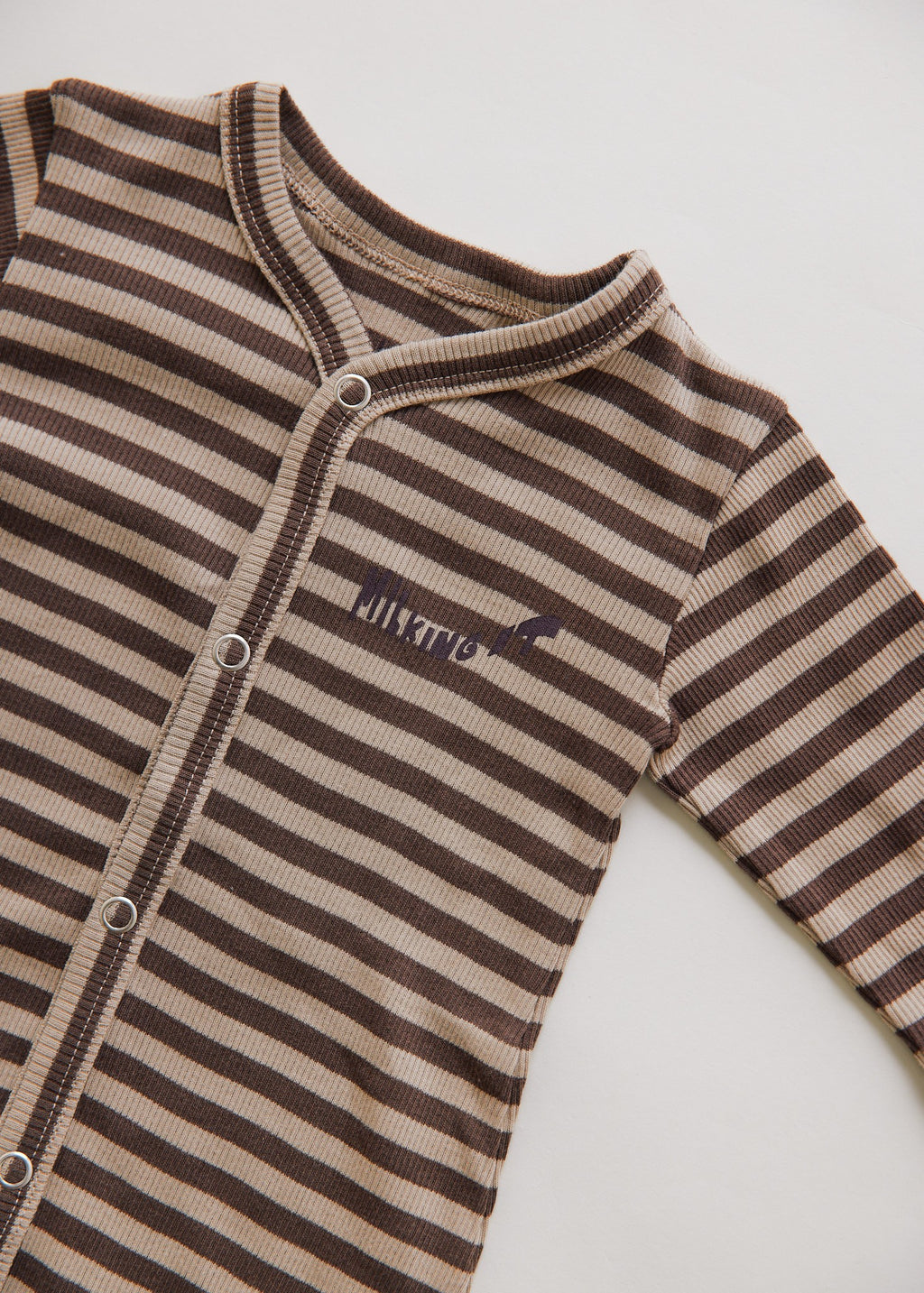 Claude & Co Milking It Acorn Stripe Onesie